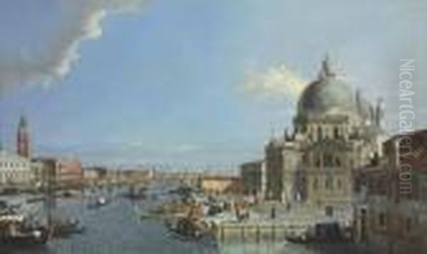 The Grand Canal, Venice, With A Procession Entering The Santa Mariadella Salute - view 1
