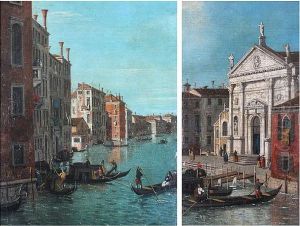 Gondolas On A Canal, Venice by (Giovanni Antonio Canal) Canaletto
