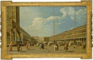 La Place Saint Marc Avec L'eglise San Geminiano Et Lesprocuraties by (Giovanni Antonio Canal) Canaletto