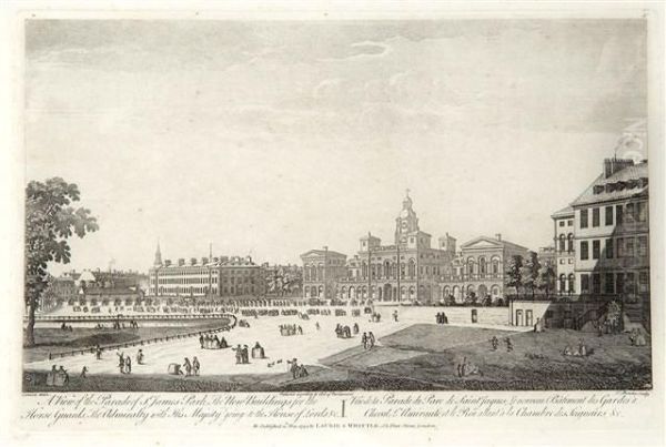 A View Of The Parade At St.
James's Park, The New Buildings For The Horseguards, The Admiralty With
His Majesty Going To The House Of Lords Etc - view 1
