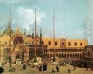 Piazza S. Marco Mit Basilika Und Dogenpalast by (Giovanni Antonio Canal) Canaletto