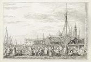 Der Markt Auf Dem Molo In Venedig by (Giovanni Antonio Canal) Canaletto