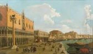 A View Of The Riva Degli
Schiavoni With The Palazzo Ducale Di Venezia And The Bridge Of Sighs And
Figures In The Foreground by (Giovanni Antonio Canal) Canaletto