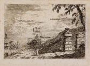 Paesaggio Con Un Torrione by (Giovanni Antonio Canal) Canaletto