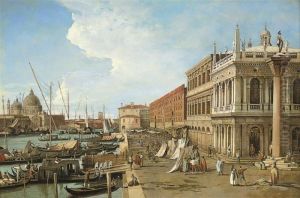 The Palazzo Ducale, Venice, With
The Riva Degli Schiavone; And Thepiazzetta Di San Marco, Venice, With
The Libreria, The Entrance Tothe Grand Canal And Santa Maria Della
Salute by (Giovanni Antonio Canal) Canaletto