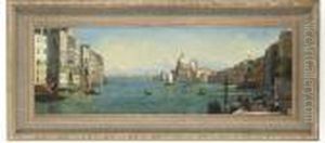 A View Across The Grand Canal Towards Santa Maria Dellasalute by (Giovanni Antonio Canal) Canaletto