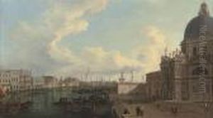 The Entrance To The Grand Canal, Venice, With Santa Maria Dellasalute by (Giovanni Antonio Canal) Canaletto