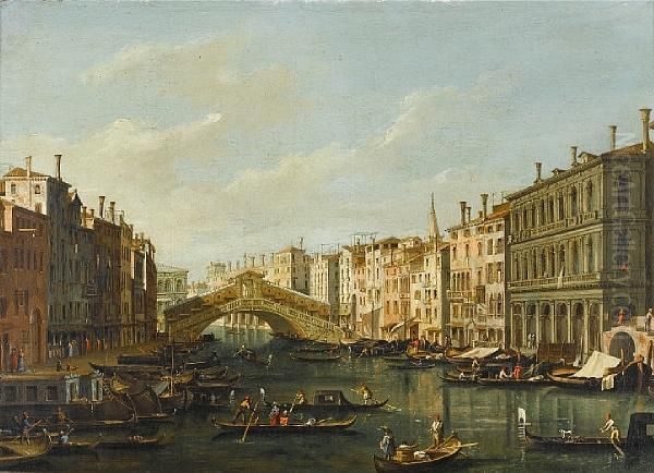 The Grand Canal, Venice, With
The Rialtobridge Seen From The South And The Palazzo Dolfin Manin And
Thefondamenta Del Vin - view 1