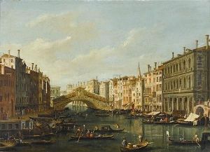 The Grand Canal, Venice, With 
The Rialtobridge Seen From The South And The Palazzo Dolfin Manin And 
Thefondamenta Del Vin by (Giovanni Antonio Canal) Canaletto