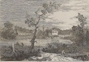 View Of A Town From A Riverbank