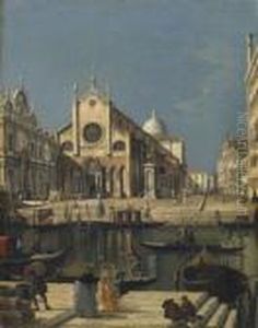 The Church And Campo Santi 
Giovanni E Paolo, Venice, With The Scuola Grande Di San Marco And 
Verrocchio's Equestrian Monument To Bartolomeo Colleoni by (Giovanni Antonio Canal) Canaletto