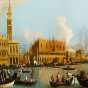 Gondolas On Canale Grande In The Front Of The Doge's Palace In Venice