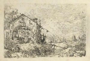 Landscape With A Woman At A Well (br. 29) by (Giovanni Antonio Canal) Canaletto