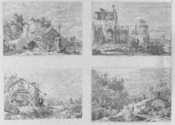 Mountain Landscape With Five 
Bridges; The Equestrian Monument; Landscape With The Pilgrim At Prayer; 
Landscape With A Woman At A Well (b. 22, 23, 27, 29) - view 1