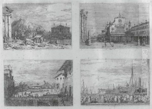 The Market On The Molo; The
Terrace; The Market At Dolo; Imaginary View Of S. Giacomo Di Rialto (b.
20, 24, 26, 30) - view 1