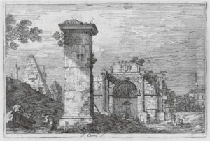 Landscape With Ruined Monuments (b. 31) by (Giovanni Antonio Canal) Canaletto