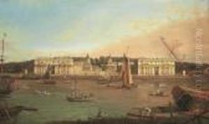 Greenwich Hospital From The North Bank Of The Thames by (Giovanni Antonio Canal) Canaletto