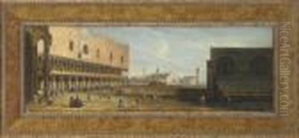 Figures Before The Doge's Palace, Venice; And Figures In St Mark's Square, Venice - view 1
