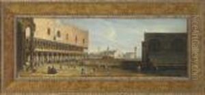 Figures Before The Doge's Palace, Venice; And Figures In St Mark's Square, Venice by (Giovanni Antonio Canal) Canaletto