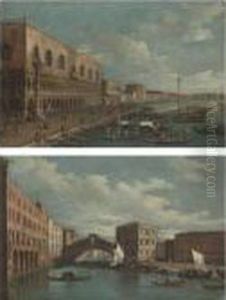 Venice, A View Of The Rialto Bridge;
Venice, A View Of The Riva Degli Schiavoni by (Giovanni Antonio Canal) Canaletto