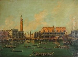 A Venetian Scene Of Palazzo Ducale by (Giovanni Antonio Canal) Canaletto