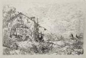 Landscape With A Woman At A Well by (Giovanni Antonio Canal) Canaletto