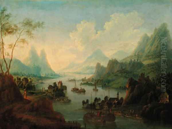 A Rhenish landscape with a town beyond - view 1