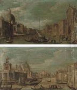 The Grand Canal, Venice, Looking
 South-west, From The Chiesa Degli Scalzi Towards The Fondamenta Della 
Croce, With San Simeone Piccolo; And Santa Maria Della Salute, Venice, 
With The Punta Della Dogana, And The Giudecca Beyond by (Giovanni Antonio Canal) Canaletto