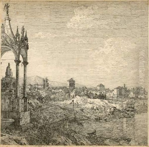Vue D'une Ville Avec La Tombe D'un Eveque (partie Droite). Vers
1744. - view 1