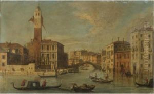 Venice, A View Of The Grand Canal With San Geremia And The Entrance To The Cannaregio by (Giovanni Antonio Canal) Canaletto
