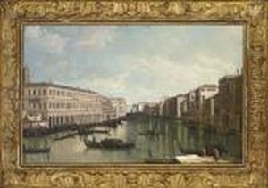 Gondolas On The Grand Canal, Venice by (Giovanni Antonio Canal) Canaletto