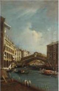 Venice, A View Of The Rialto Bridge Seen From The North by (Giovanni Antonio Canal) Canaletto