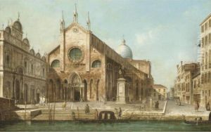 Venice, A View Of Ss. Giovanni E Paolo And The Monument To Bartolommeo Colleoni by (Giovanni Antonio Canal) Canaletto
