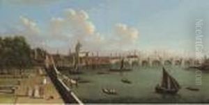 View Across The Thames From Somerset House by (Giovanni Antonio Canal) Canaletto