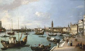 The Riva Degli Schiavoni And The
Basino Di San Marco Looking West Towards Santa Maria Della Salute by (Giovanni Antonio Canal) Canaletto