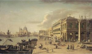 Venice, A View Of The Molo With The Column Of Saint Theodore