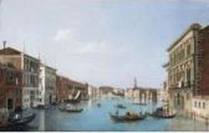 Venice, A View Of The Grand
Canal Looking North-west From The Palazzo Vendramin-calergi To The
Church Of San Geremia And The Palazzo Flangini by (Giovanni Antonio Canal) Canaletto