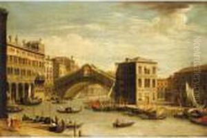 Venice, A View Of The Rialto Bridge From The North by (Giovanni Antonio Canal) Canaletto