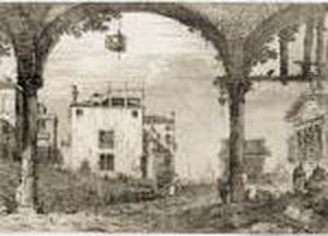 Il Portico Con Lanterna. by (Giovanni Antonio Canal) Canaletto