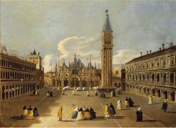 Venice: A View Of The Piazza San Marco With Elegant Figures Dressed In Carnival Costumes - view 1