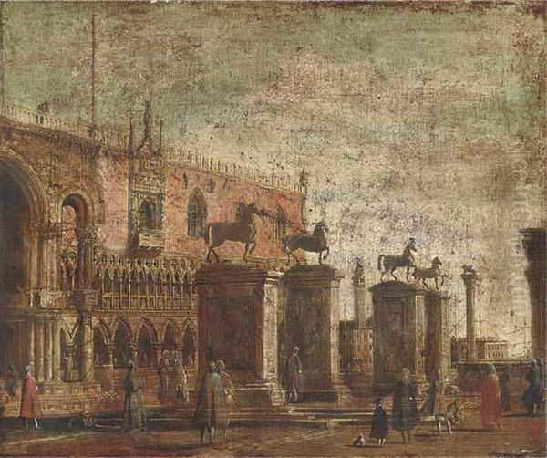 A Capriccio Of The Horses Of San Marco Set On Pillars In Thepiazzetta - view 1