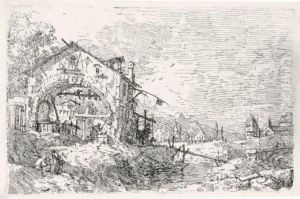Landscape With A Woman At A Well (br.29) by (Giovanni Antonio Canal) Canaletto