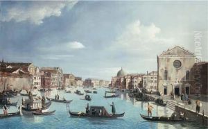 The Grand Canal, Venice Looking North-east From Santa Croce To San Geremia by (Giovanni Antonio Canal) Canaletto
