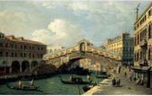 Venice, A View Of The Rialto Bridge by (Giovanni Antonio Canal) Canaletto