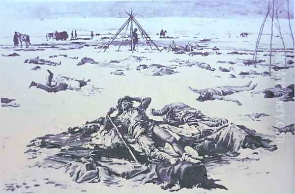 The Indian dead after The Wounded Knee Massacre - view 1