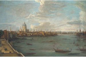 Vessels On The Thames Before London Bridge