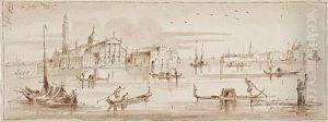 Gondolas On The Canale San Marco With San Giorgio Maggiore In Thedistance by (Giovanni Antonio Canal) Canaletto