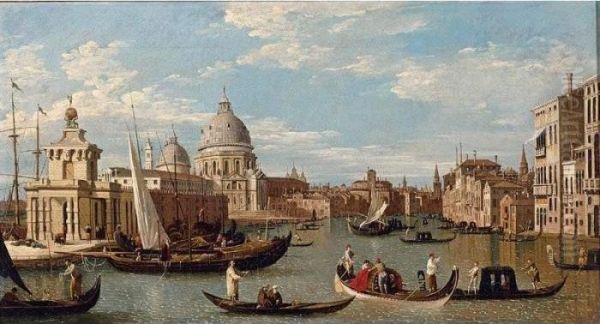 View Of The Grand Canal And
Santa Maria Della Salute With Boats And Figures In The Foreground,
Venice - view 1