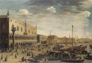 The Riva Degli Schiavoni, Venice, Looking East by (Giovanni Antonio Canal) Canaletto