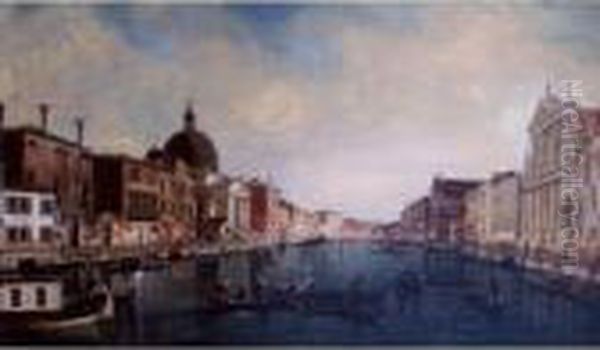 A View Of The Grand Canal,
Venice, With The Church Of The San Simeone Piccolo On The Left And The
Scalzi On The Right - view 1